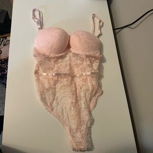 Elegant Pink Lace Bodysuit